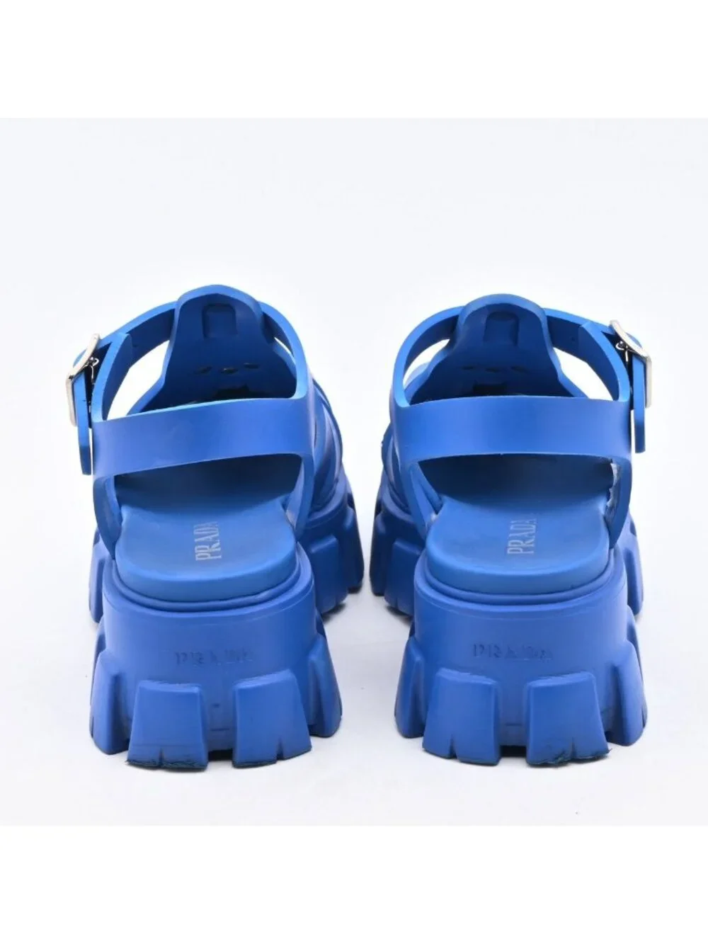 Prada Sandals Monolith Rubber Blue Platform 5